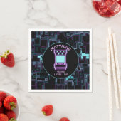 Rosa und blaues Retro-Arcade-Videospiel Serviette (Beispiel)