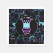 Rosa und blaues Retro-Arcade-Videospiel Serviette (Vorderseite)