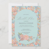 Rosa und blaues Shabby Chic Brautparty Einladung (Vorderseite)