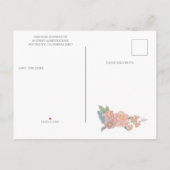 Rosa und blaues Shabby Chic Save the Date Ankündigungspostkarte (Rückseite)