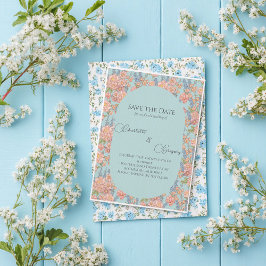 Rosa und blaues Shabby Chic Save the Date Ankündigungspostkarte