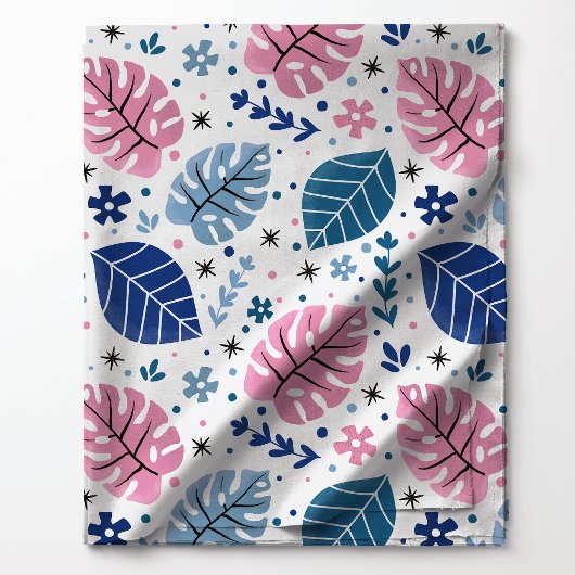 Rosa und blaues tropisches Monstera-Leaf-Muster Stoff
