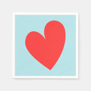 Rosa und blaues Valentinstag Herz Serviette