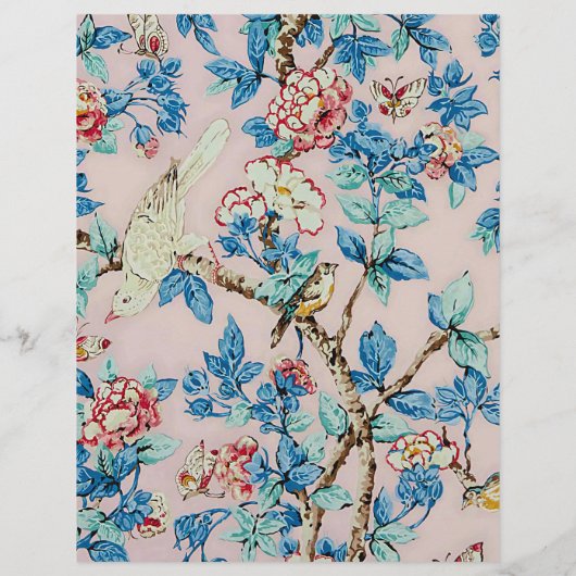 Rosa und blaues Vintages Vogelpapier (Rückseite)