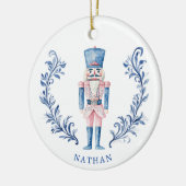 Rosa und blaues Wappen Nutcracker Keramik Ornament (Links)