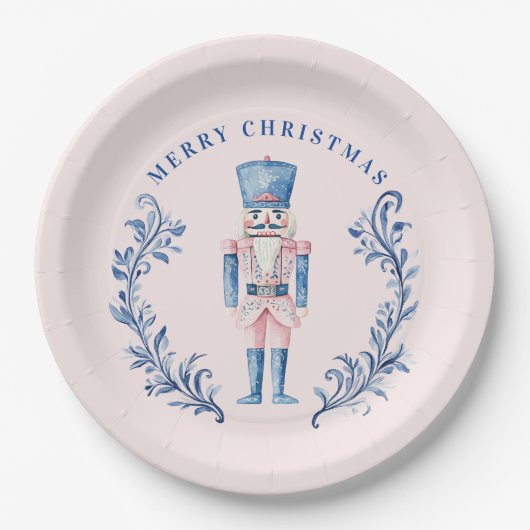 Rosa und blaues Wappen Nutcracker Pappteller (Vorderseite)