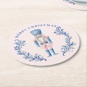 Rosa und blaues Wappen Nutcracker Runder Pappuntersetzer (Angewinkelt)