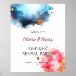 Rosa und blaues Watercoloar-Geschlecht Poster