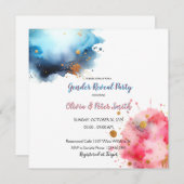 Rosa und blaues Watercoloar-Geschlecht Save The Date (Vorne/Hinten)