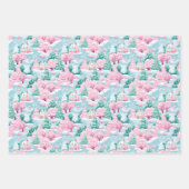 Rosa und blaues Weihnachtsdorf Geschenkpapier Set (Vorderseite 2)