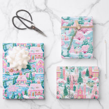 Rosa und blaues Weihnachtsdorf