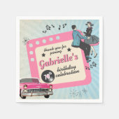 Rosa und Blue Fifties Rockabilly Birthday Party Serviette (Vorderseite)