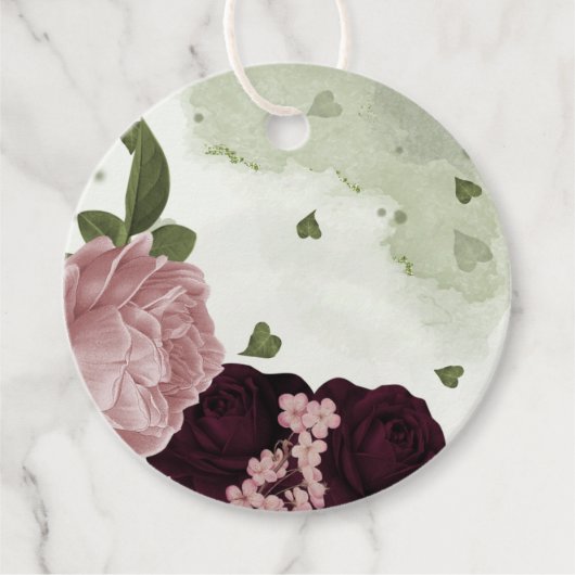 Rosa und Blume Geschenkanhänger (Vorderseite)