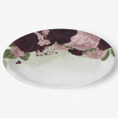 Rosa und Blume Pappteller (Schrägansicht)