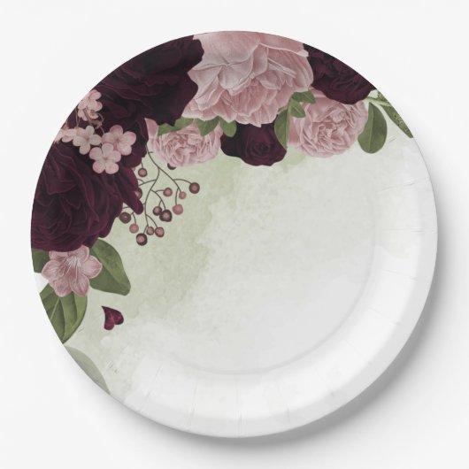 Rosa und Blume Pappteller (Vorderseite)