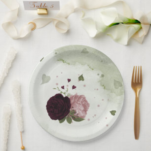Rosa und Blume Pappteller