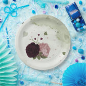 Rosa und Blume Pappteller (Party)