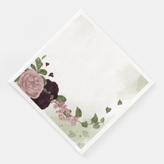 Rosa und Blume Serviette (Ecke)