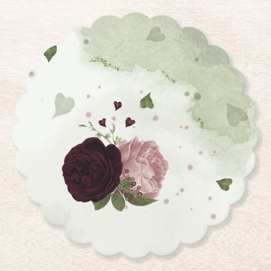 Rosa und Blume Untersetzer (Vorderseite)