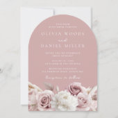 Rosa- und Blütenhochzeit der Rose Einladung (Vorderseite)