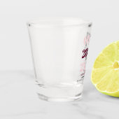 Rosa und Bordeaux, zwei Foto Save the Date Schnapsglas (Links)