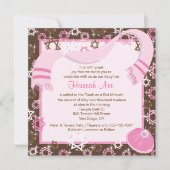 Rosa und braun Bat Mitzvah Einladung oder Party (Vorderseite)