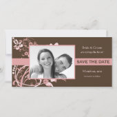 Rosa und braun bläserne Save the Date Foto-Karten (Vorderseite)