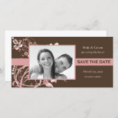Rosa und braun bläserne Save the Date Foto-Karten (Vorne/Hinten)