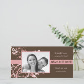 Rosa und braun bläserne Save the Date Foto-Karten (Stehend Vorderseite)