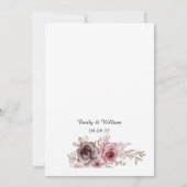 Rosa und braun Elegante Rose Hochzeit der Blumen Einladung (Rückseite)
