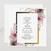 Rosa und braun Elegante Rose Hochzeit der Blumen Save The Date (Vorne/Hinten)