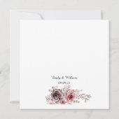 Rosa und braun Elegante Rose Hochzeit der Blumen Save The Date (Rückseite)
