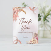 Rosa und braun glänzende Hochzeit Danke Karte (Stehend Vorderseite)