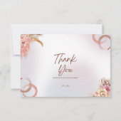 Rosa und braun glänzende Hochzeit Danke Karte (Rückseite)