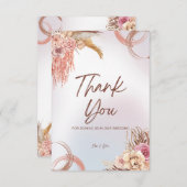 Rosa und braun glänzende Hochzeit Danke Karte (Vorne/Hinten)