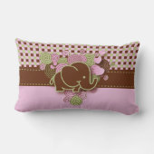 Rosa und braun karierte Babyelemente Lendenkissen (Rückseite)