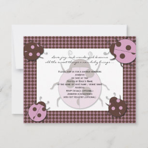 Rosa und Braun Ladybug Babydusche Einladung