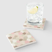 rosa und braun-mattes Muster Steinuntersetzer (Seitenansicht)