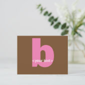 Rosa und braun - Monogramm - Buchstabe B Postkarte (Stehend Vorderseite)