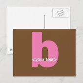 Rosa und braun - Monogramm - Buchstabe B Postkarte (Vorne/Hinten)