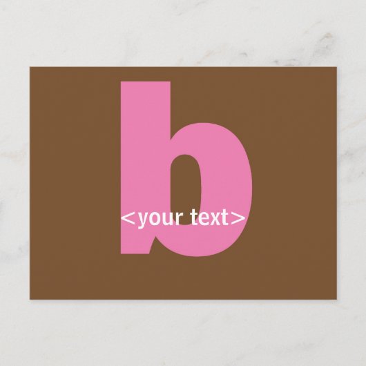 Rosa und braun - Monogramm - Buchstabe B Postkarte (Vorderseite)