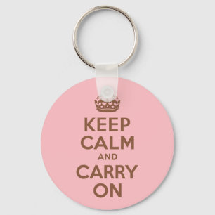 Rosa und braun Ruhe bewahren und weiter tragen Schlüsselanhänger