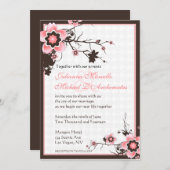 Rosa und braun Sakura Kirschblüten Einladung Hochz (Vorne/Hinten)