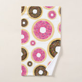 Rosa und braun Sprinkle Donuts Moderner Spaß Niedl Badhandtuch Set (Handtuch)