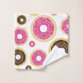 Rosa und braun Sprinkle Donuts Moderner Spaß Niedl Badhandtuch Set (Waschlappen)