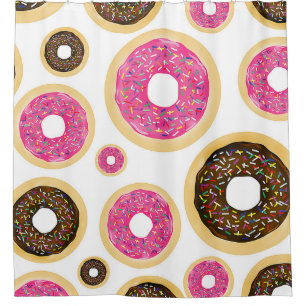 Rosa und braun Sprinkle Donuts Moderner Spaß Niedl Duschvorhang