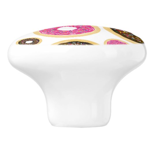 Rosa und braun Sprinkle Donuts Moderner Spaß Niedl Keramikknauf (Seitenansicht)