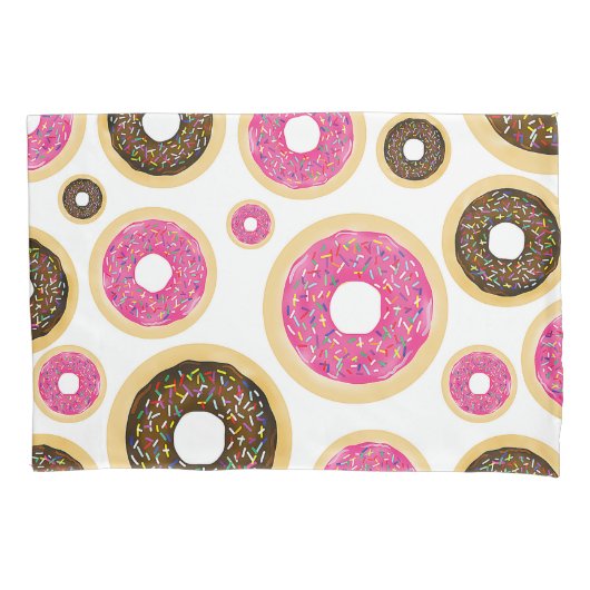 Rosa und braun Sprinkle Donuts Moderner Spaß Niedl Kissenbezug (Vorderseite)