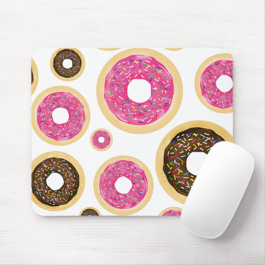 Rosa und braun Sprinkle Donuts Moderner Spaß Niedl Mousepad (Mit Mouse)