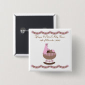 Rosa und Braun themenorientierte Babyparty Button (Vorne & Hinten)